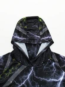 Sun Protection Fishing Print Hoodie, Quick-Dry Breathable Long Sleeve Fishing Shirt With Built-In Neck Guard Sports - Multicolor - View 4