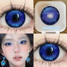 Lalens Sparkle - 冰晶花瓣蓝美瞳 - 1副装，带镜盒，放大效果，直径14.50mm，年抛型，适合小眼睛，用途广泛，适用于角色扮演、毕业典礼、生日、节日（夏季/秋季）、派对、海滩、旅行、露营、户外活动、校园生活和各种庆祝活动。完美打造精致眼妆、时尚造型、万圣节装扮，也是角色扮演的理想之选。 - Sparkle - Icy Petal Blue - 查看 4