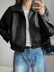 Chaqueta vintage nueva de primavera, estilo corto, ajuste regular, adecuada para mujeres, prenda exterior para el Día de San Valentín - Negro 3 - Ver 5