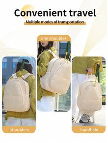 Stylish Quilted Tennis Backpack For Women And Men, Large Capacity Sports Bag With Racket Holder, Multi-Pocket Design For Tennis, Gym, Outdoor Activities, And Travel, Water-Resistant Lightweight Commuter Backpack For Daily Use - Multicolor - View 6