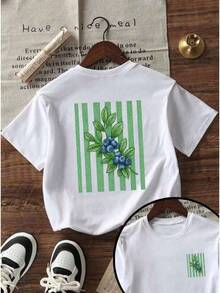 Women's Sets: Short-Sleeved T-Shirt With A Round Neck, Loose Fit, And Slogan Print. Casual Summer Style, Fashionable Everyday Wear And Vacation Wear, Suitable For Both Casual And Festive Occasions. Women's T-Shirt. White Women's T-Shirts - 白色 - 查看 1