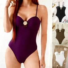 Women's Metallic One-Piece Swimsuit, New 2026 - White - View 2