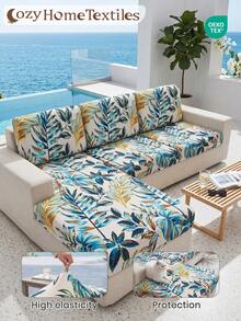 1pc Printed Sofa Cover, High Elasticity, Simple And Modern Style, Soft & Skin‑Friendly, Room Decor, Suitable For Living Room Single Sofa, Double Sofa, Three‑Seat Sofa, L‑Shaped Combination Sofa, Various Occasions, Sold Individually, Autumn Home Decor - Multicolor - View 2