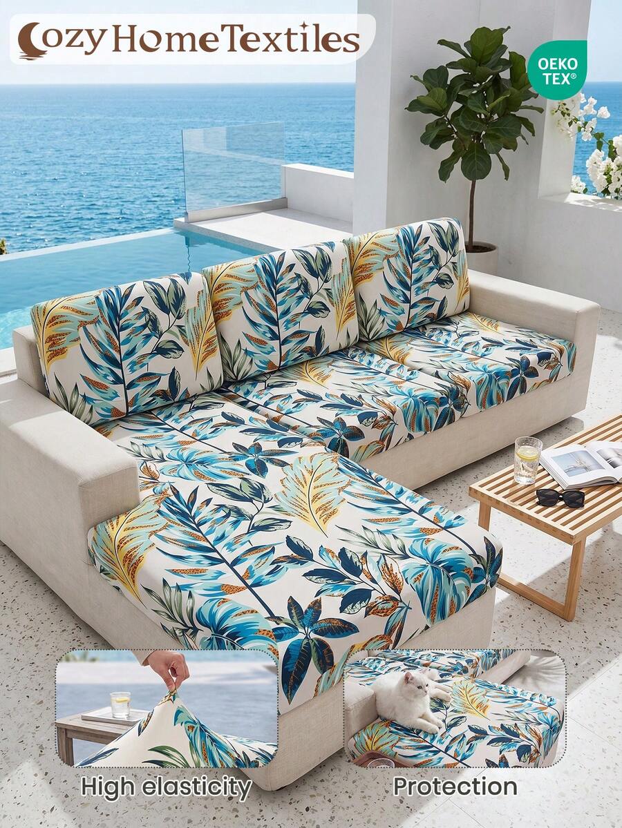 1pc Printed Sofa Cover, High Elasticity, Simple And Modern Style, Soft & Skin‑Friendly, Room Decor, Suitable For Living Room Single Sofa, Double Sofa, Three‑Seat Sofa, L‑Shaped Combination Sofa, Various Occasions, Sold Individually, Autumn Home Decor