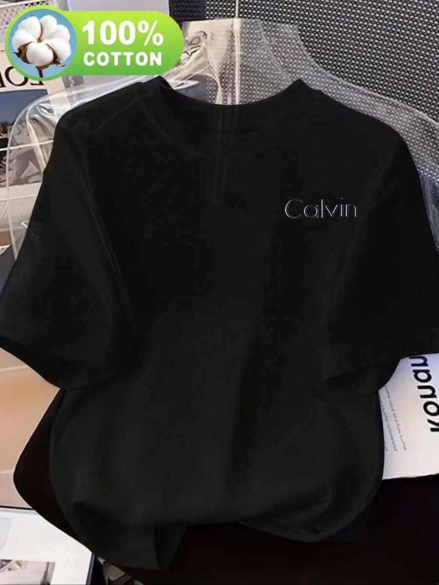 Women's Casual Short-Sleeve Crew Neck T-Shirt, Perfect For Spring And Summer, Everyday Wear | Graphic Tee | Lightweight Fabric, Loose-Fitting Casual Top For Daily Wear, Breathable, Comfortable, All-Season Essential, Machine Washable, Non-See-Through Fabric - 黑色 - 查看 1