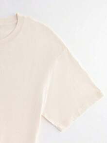 Camiseta Casual de Verano para Mujer, Estilo Dulce, con Estampado de Concha, Perla, Flor y Salty Soul, Manga Corta, Cuello Redondo, Algodón Puro, Corte Holgado con Hombros Caídos - Albaricoque - Ver 6