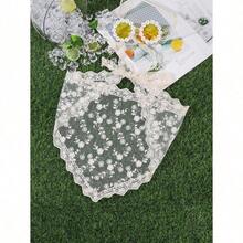 1pc Minimalist Street Style White Lace Floral Tie Neckerchief Summer Hair Accessories Beach Hair Band Women Bandana Vacation Headband - Beige-1 - View 2