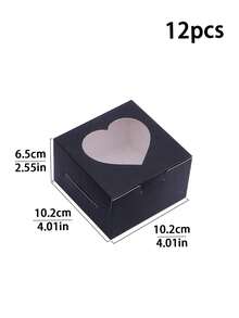 12pcs/24pcs Heart Window Bread Box Red Cookie Box Small Snack Box Pastry Box Suitable For Chocolate Strawberry Macaron Cupcake Candy Donut - View 15