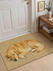 DAJIANG 1pc Cartoon Cute Dog Pattern Washable Non-Slip Doormat, Suitable For Bathroom, Kitchen, Corridor, Bedroom, Living Room, Outdoor, Indoor, Durable, Decorative For Winter, Valentine's Day - Golden Retriever Sleeping Soundly - View 5
