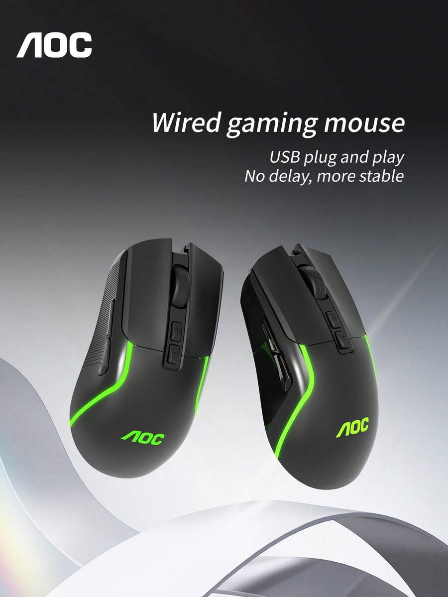 AOC 有线 RGB 游戏鼠标,8000 DPI 可编程 USB 游戏鼠标,带 7 个按键和符合人体工程学的设计,适用于 PC 和笔记本电脑游戏 - 查看 1