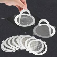 20/60/100pcs Bathroom Shower Drain Hair Catcher Anti-Clogging Mesh Sticker Drain Filter Hair Stopper Cover - White - View 8