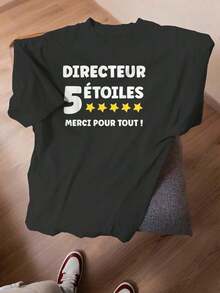 Camiseta Gráfica para Mujer "Director de 5 Estrellas: Gracias por Todo, Super Director" - Camiseta Casual de Corte Holgado con Logotipo Aplicado, Diseño de 5 Estrellas y Texto de Director, Lavable a Máquina, Top para Todas las Temporadas para Lograr Éxitos Profesionales (Camiseta para Mujer en Chino e Inglés) - Negro - Ver 5
