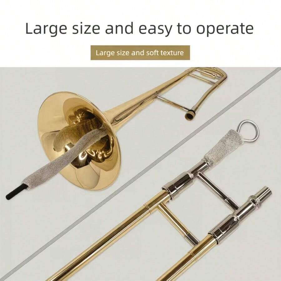 Cepillo de limpieza largo con paño absorbente, para limpiar y mantener el interior del trombón de varas; accesorio de limpieza para instrumentos de viento metal - Multicolor - Ver 1