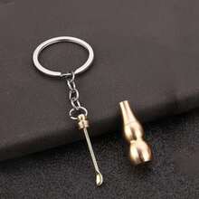 1pc Brass Gourd Shaped Ear Spoon Keychain, Creative Backpack And Purse Decoration, Gourd Pendant, Birthday Party And Daily Gift - View 3