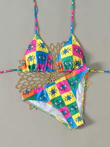 New 2026 Leopard Print Bikini With Straps, Sexy Two-Piece Swimsuit With Triangle Cup For Women - FF1223GR - 查看 1