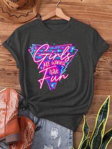 Nueva Camiseta de Verano para Mujer con Cuello Redondo, Top Básico Casual de Color Sólido Simple - Negro - Ver 6
