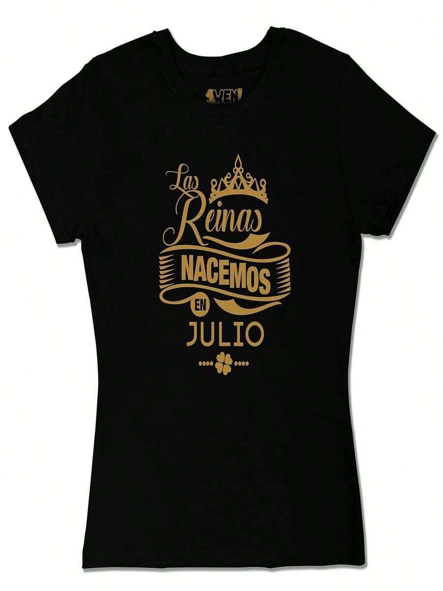 1WEN T-shirt,Playera cumplea?os mujer personalizada las reinas. Camisetas personalizables para mujeres - Negro - Ver 1