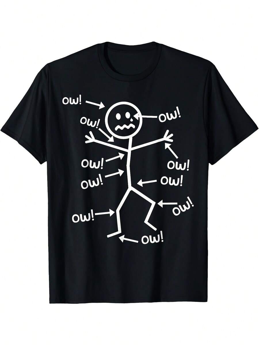 -Summer Ow Ow Ow Shirt - Funny Chronic Pain Awareness T-Shirt - Summer Short Sleeve Crew Neck Top, Machine Washable, Perfect For Daily Casual Wear, Playful Tee, Soft And Comfortable Fabric - Back - View 1