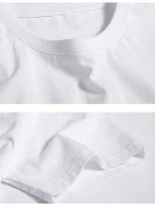-Men's Loose-Fitting Black And White T-Shirt With Pudding Dog Print - White - View 5