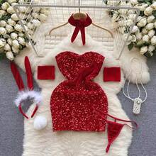 Women Maxi Dresses - Red - View 4