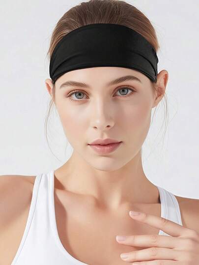 1pc Black Bohemian Sports Yoga Headband, Sweat-Absorbent Elastic Soft Headwrap For Men & Women, Suitable For Washing Face, Makeup, Removing Makeup, Daily Wear, Workout, Yoga, Cheerleading, Dancing
