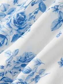 Mono de mujer de moda con lazo decorativo y tirantes en unicolor - Azul y blanco - Ver 4