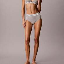 Calvin Klein Icon Cotton Modal High Waist Bikini QF8525  Thongs For Women Underwear - Grey Heather - 查看 2