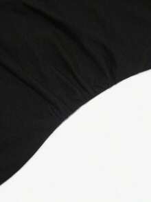 Camiseta de mujer con detalle de nudo retorcido y decoración metálica, elegante top negro sexy, top elegante y clásico, lindo top negro, top de satén elegante para mujer, top elegante negro, blusas negras elegantes para mujer, tops de verano, top - Negro - Ver 6
