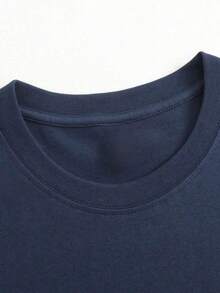Camiseta de manga corta para hombre, talla grande, con estampado de astronauta, 220g, 1 pieza, estilo urbano, 100% algodón, cuello redondo, impresión digital a doble cara, camiseta casual y moderna para estilo urbano. - Negro - Ver 11