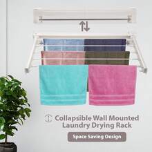 Crystals 70cm Extendable Wall Mounted Airer Foldable Clothes Drying Rack Retractable Laundry Drying Rail Space Saving Indoor Outdoor Washing Line - Cloth Airer - View 7