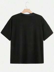 1 Pieza Moda Informal Para Hombres Y Camiseta de Mujer de Mujer con Girasoles y Mariposas - Blusa Informal de Cuello Redondo, Tejido Suave y Transpirable Adecuado para Todos ellos las Estaciones, Ropa Informal Lavable a Máquina y Superior para Exteriores: Versátiles, fáciles de combinar, adecuados para el uso diario, estilo urbano, conjuntos de vacaciones, conjuntos de fin de semana. - Negro - Ver 2