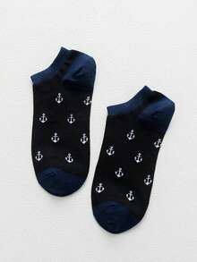 Random 1/3/5 Pairs Men's Blue Casual Versatile Comfortable Short Socks - Multicolor - View 4