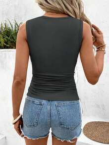 Set de 2 camisetas ajustadas de cuello redondo para mujer, casual, de vuelta al colegio - Multicolor 4 - Ver 2