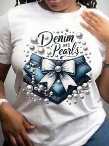 Women's Classic Casual T-Shirt With Vintage "My Birthday" Print And Balloon, Short Sleeve Crew Neck T-Shirt, Comfortable, Suitable For Daily Wear, Vacation And Summer Clothes. - 白色 2 - 查看 7