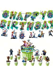 Disney Zootopia-Themed Cartoon Party Set Includes A Banner Spiral Pendant And Party Decorations Suitable For Birthday Parties, Wedding Receptions, Graduation Ceremonies, Holidays, Outdoor Camping, Family Gatherings, And More - View 1