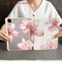 1个粉色兰花樱花印花透明背壳带笔槽平板电脑保护套，适用于iPad 10.9/10.2/Air 5/Pro 11/10/9.7/Air 2/(第七代)/(第八代)/Air 4/5/Pro 11/10，10.9英寸2022款智能保护套/Air 13(M3 2025)/Air 11(M3 2025)/Air 11(M3 2025)/11(A16 2025)，也适用于华为MatePad。 - 彩色 - 查看 9