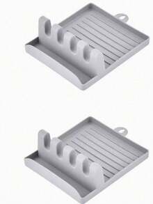 Soporte de utensilios de cocina de silicona con almohadilla de goteo - Organizador todo en uno para espátulas, cucharas, tapas y herramientas de cocina - Resistente al calor, antideslizante, accesorio de cocina - tapete de espátula - View 10