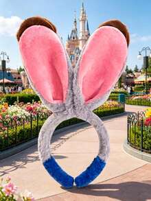 Disney 1個 Judy Hopps 兔子耳朵髮箍帽，毛茸茸絨毛髮箍，適合迪士尼旅遊與 Cosplay 的髮帶 - 彩色 - 查看 7