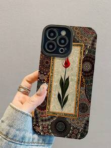 1pc New Fashionable And Elegant Retro Floral Pattern Shock-Absorbing Leather Phone Case, Essential Daily Protection, Stylish Design, Suitable As Gift For Friends And Family, Compatible With IPhone17/17Air/17Pro/17ProMax/IPhone16/16Plus/16Pro/16ProMax/IPhone15/15Plus/15Pro/15ProMax/IPhone14/14Plus/14Pro/14ProMax/IPhone13/13Pro/13ProMax/IPhone12/12Pro/12ProMax/IPhone11/IPhone11Pro/11ProMax - Multicolor - View 5