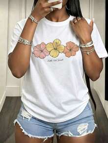 Free Shipping, Local Delivery In Mexico, Delivery In 4 Days. Women's T-Shirt With Blue Butterfly - Elegant Style, Size, White. - 白色-2 - 查看 4