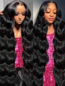Uveous 250% Density 42Inch 13x6 Lace Front Wigs Human Hair  Body Wave HD Lace Front Wigs Human Hair Pre Plucked Natural Color Glueless Wig  Lace Front Wigs For Women - Natural Black - Xem 5