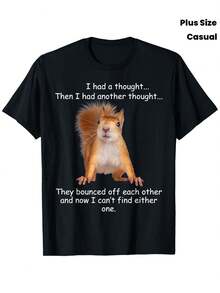 Funny Squirrel T-Shirt With Sarcasm, For Men And Women - I Think They'll Jump And Curse Me, Cute Red Squirrel Pattern, Casual Short Sleeve T-Shirt, Sizes S-XXXL (Black) - Humorous, Available - 黑色 - 查看 7