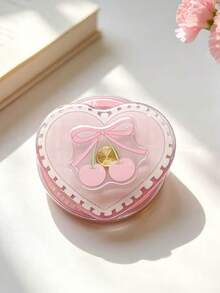 1pc Cute Minimalist Girl Style Double-Layer Pink Heart & Cherry Rotating Magnetic Phone Holder, Extendable Portable Desktop Phone Stand, Suitable As Holiday Gift For Sisters, Girlfriends And Classmates (Used With Magnetic Sticker For More Secure Attachment) - Pink Heart Cherry - View 1
