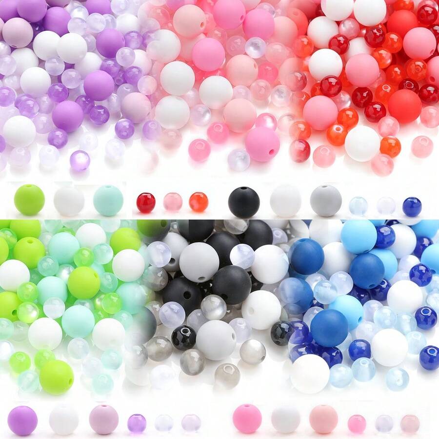 90pcs Gradient Color Silicone Resin Decorative Beads Set, Suitable For DIY Crafting Bracelets, Necklaces, Bag Charms And Other Creative Handmade Items - Multicolor - View 1