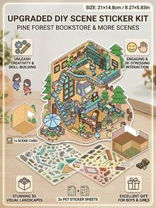 【全新升级】高品质手工风景贴纸 - DIY创意材料和教育贴纸。一套完整的场景搭建贴纸系列，包含人物、动物、植物和建筑物。提供互动学习、手工制作减压以及令人惊叹的3D视觉风景。是送给男孩女孩的理想小礼物。 - 彩色 - 查看 3