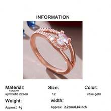 1 chiếc nhẫn cưới/đính hôn cổ điển lấp lánh hình tròn, đính đá Cubic Zirconia tổng hợp, quà tặng cho nữ nhân dịp sinh nhật, Lễ tình nhân, Năm mới, Giáng sinh, Ngày của Mẹ. - Hoa hồng vàng - Xem 7