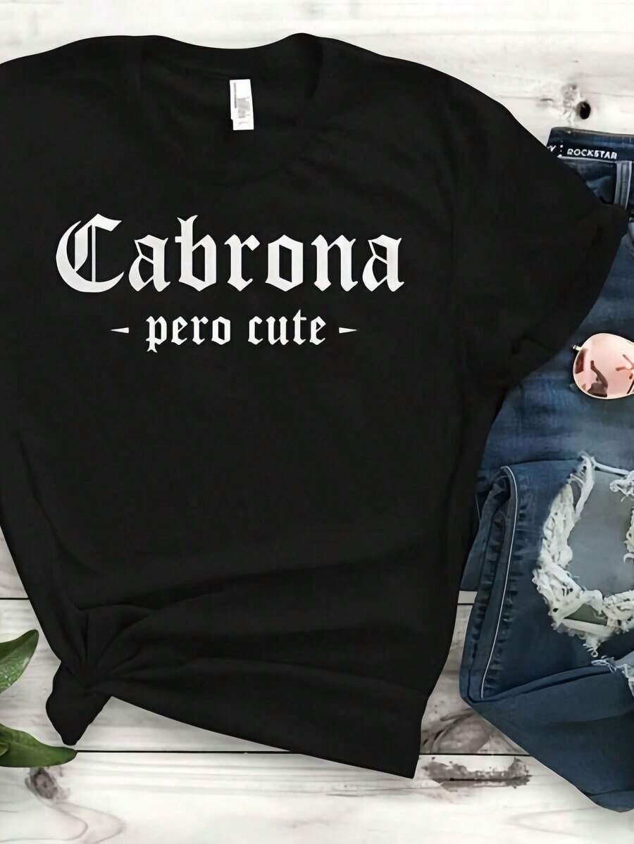 Camiseta Cabronero Cute - Camiseta Mexicana Mexicana Latina, con Estampado de Jefe Inteligente e Intrépido, para Mujer, Chica, Latina, Latino, con Hum - Negro - Ver 1