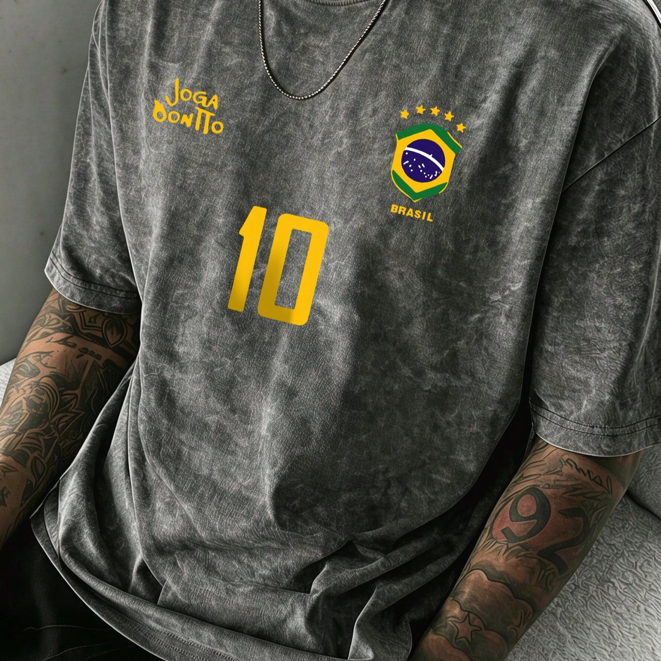 Camiseta gráfica para hombre, jersey retro de fútbol de Brasil - Legendario número 10, atuendo casual de fanático del fútbol, jersey de fútbol,