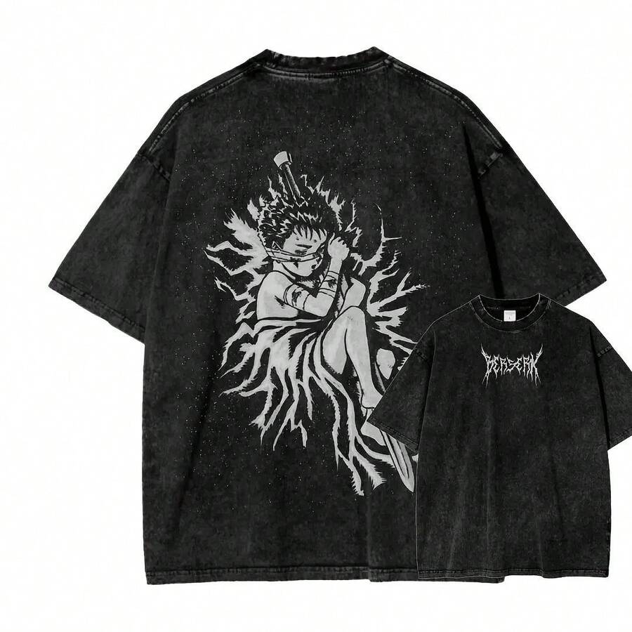 Camiseta Unisex con Efecto Lavado13 - Negro - Ver 1