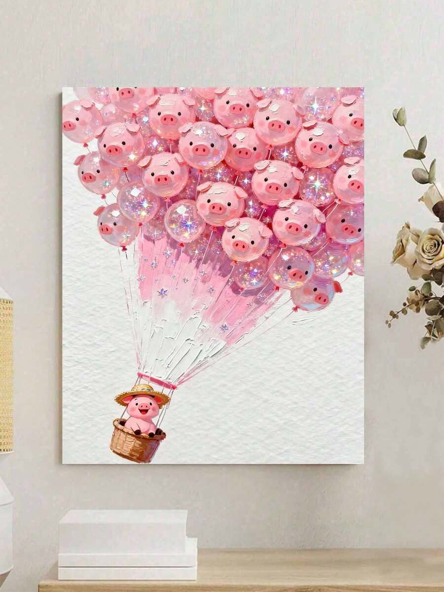 Cute Pig Balloon Hot Air Balloon DIY Digital Oil Painting Handmade Craft Home Decor 40x50cm/16x20in Holiday Gift - 40*50cm - View 1